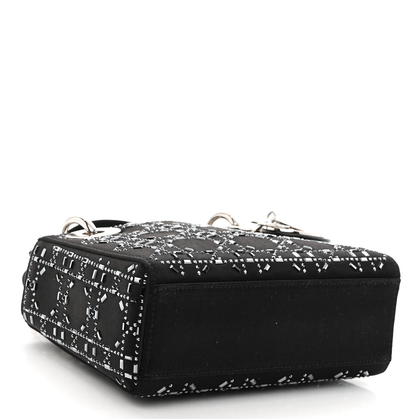 Satin Crystal Cannage Mini Lady Dior Black