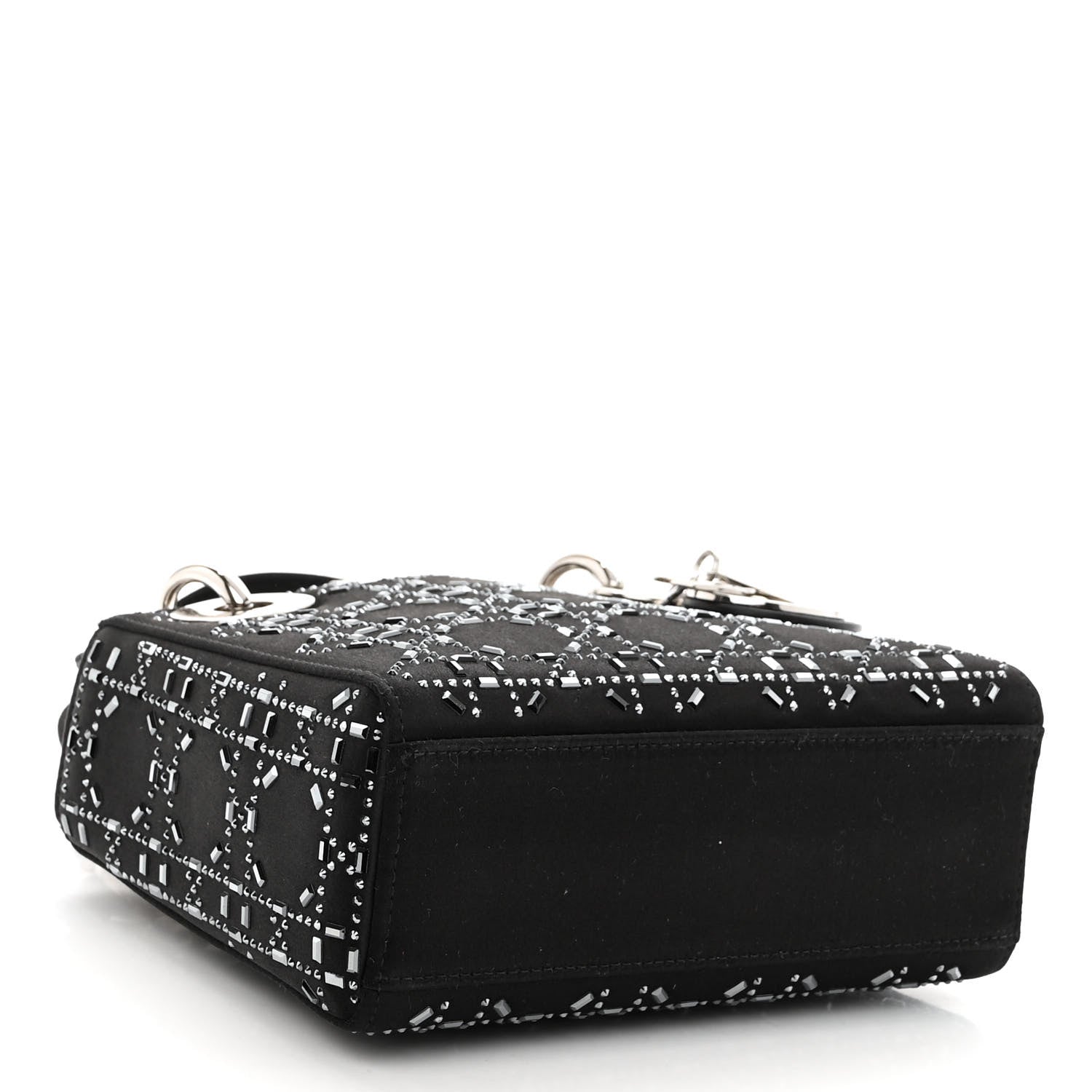 Christian Dior Satin Crystal Cannage Mini Lady Dior Black 4 of 9