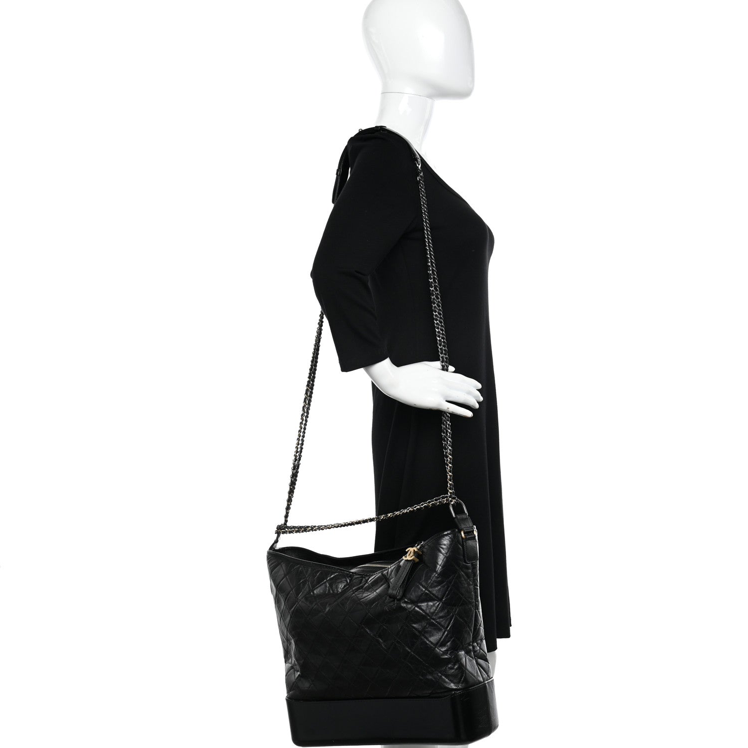 Chanel Aged Calfskin Quilted Maxi Gabrielle Hobo Black 2 of 15