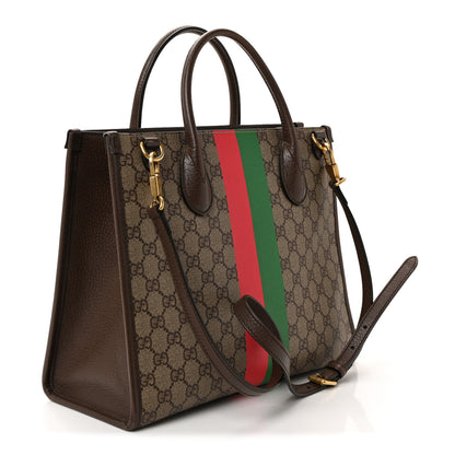 Gucci GG Supreme Monogram Textured Dollar Calfskin Web Gucci Tiger Small Retro Interlocking G Tote Bag Beige Ebony Live Red New Shamarock New Acero 3 of 9