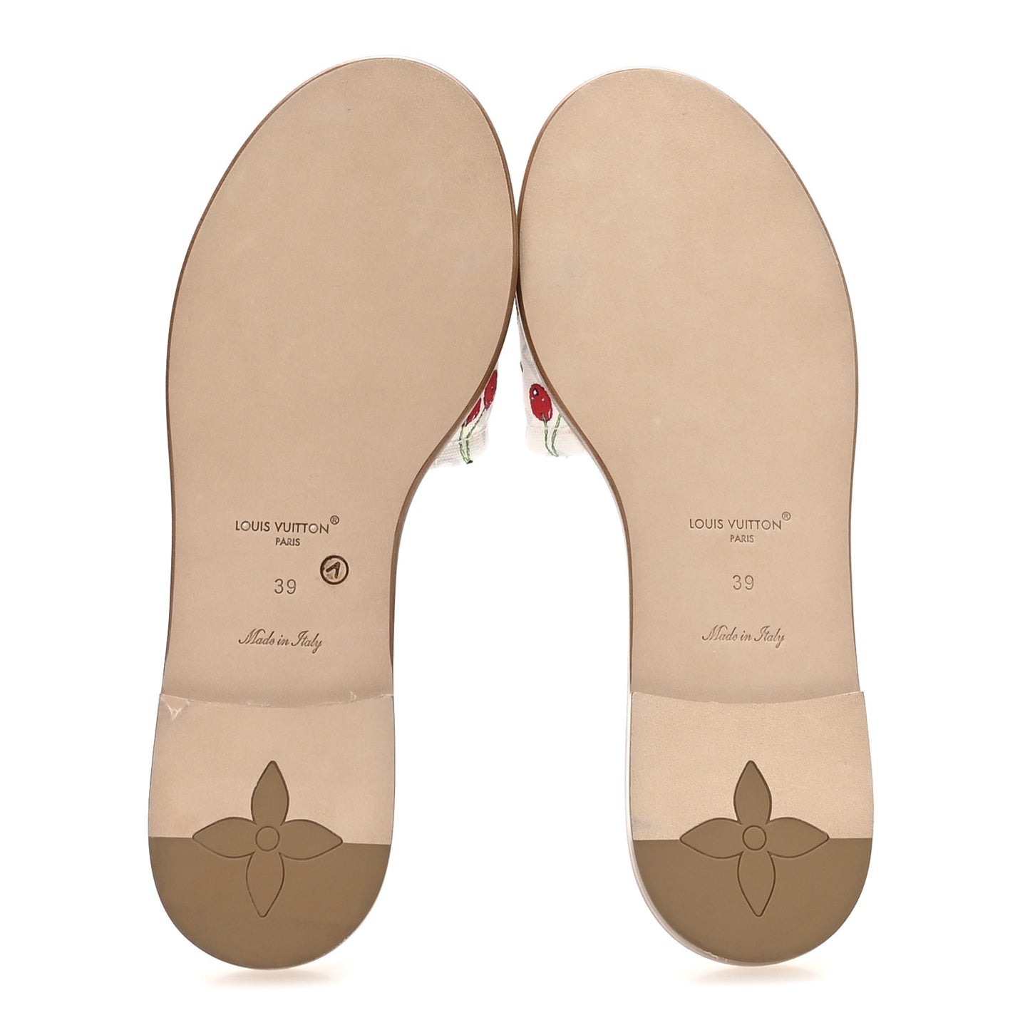 LV x TM Raffia Monogram Cerises Lily Flat Mule 39 White