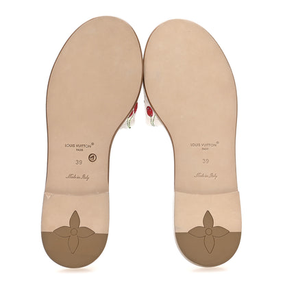 Louis Vuitton LV x TM Raffia Monogram Cerises Lily Flat Mule 39 White 6 of 8