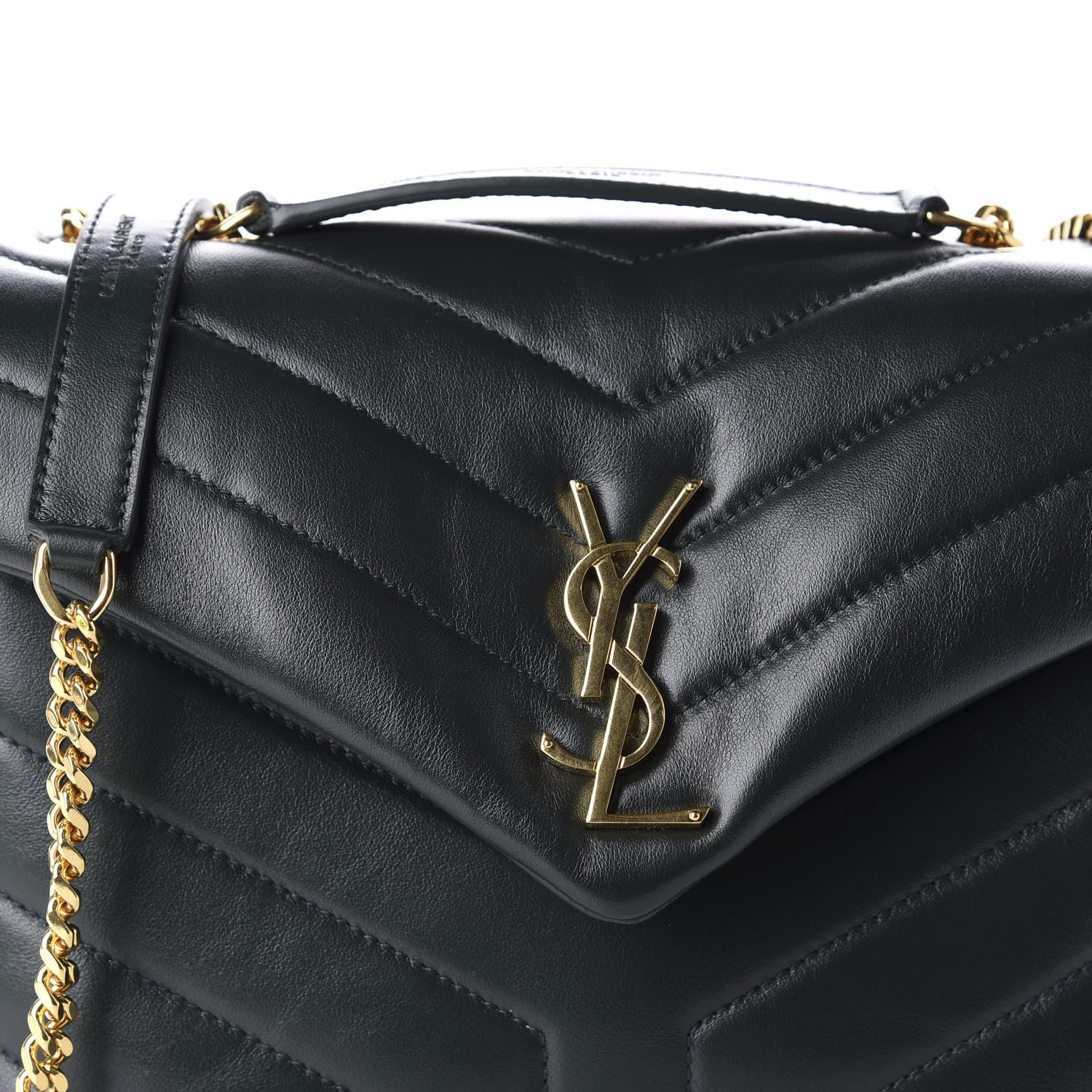Saint Laurent Calfskin Y Quilted Monogram Small Loulou Chain Satchel Olive 11 of 11