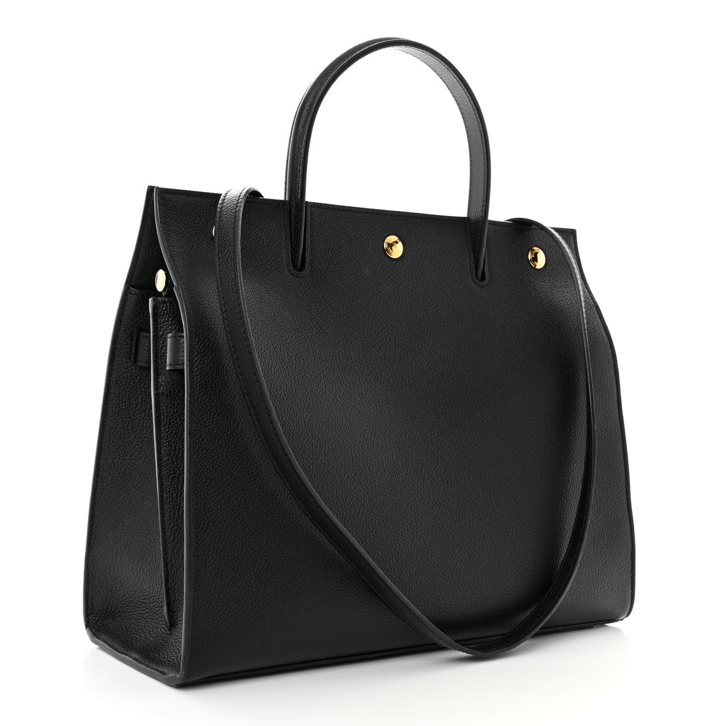 Grainy Calfskin Medium Title Bag Black