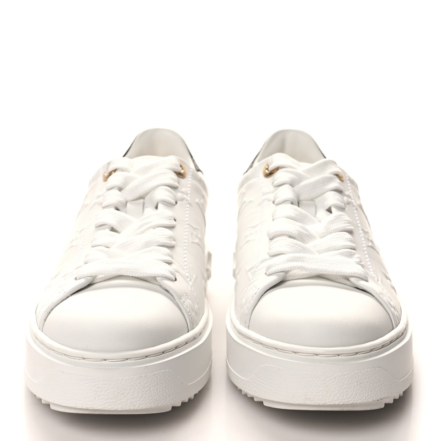 Lambskin Embossed Monogram Time Out Sneakers 36 White