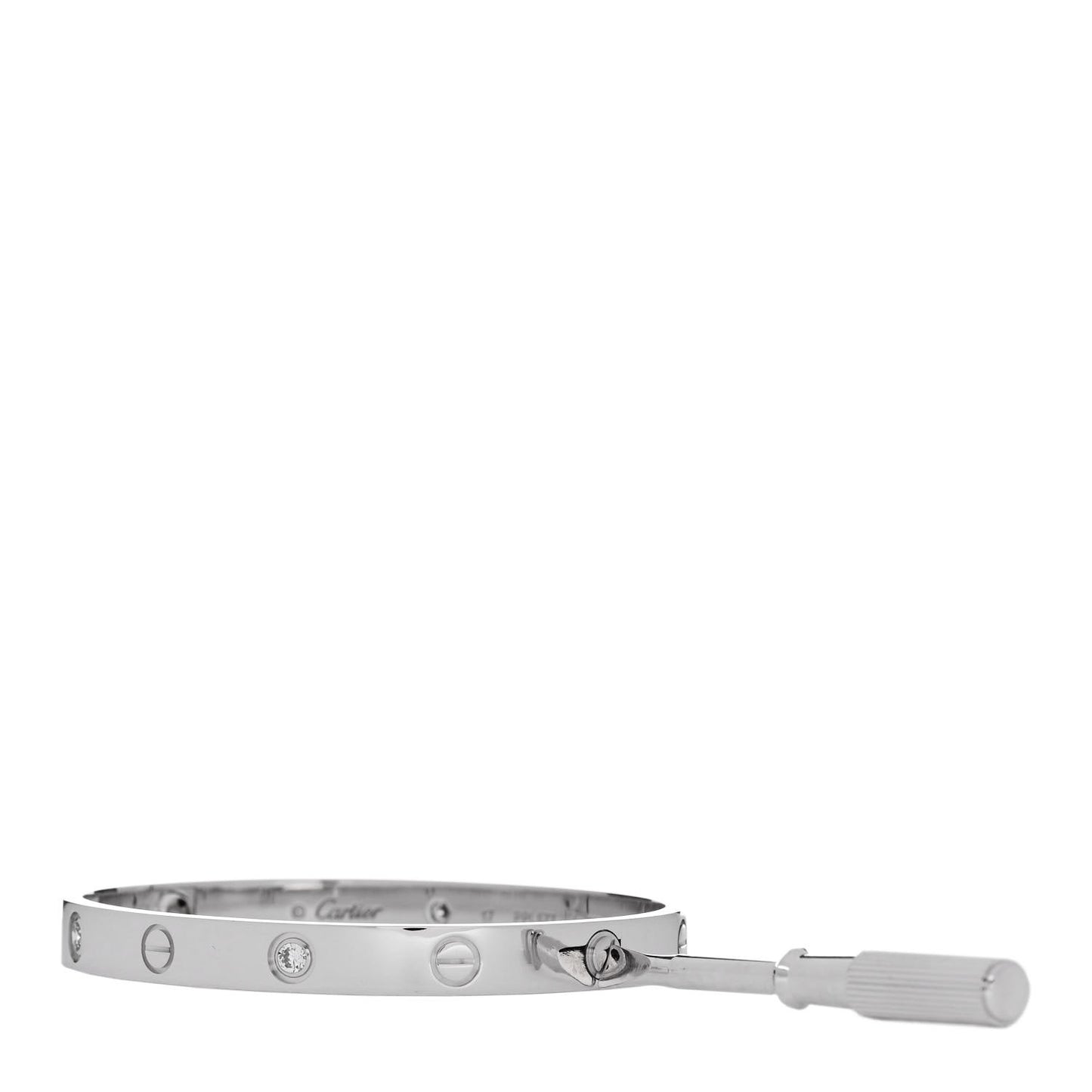 18K White Gold 4 Diamond Love Bracelet 17
