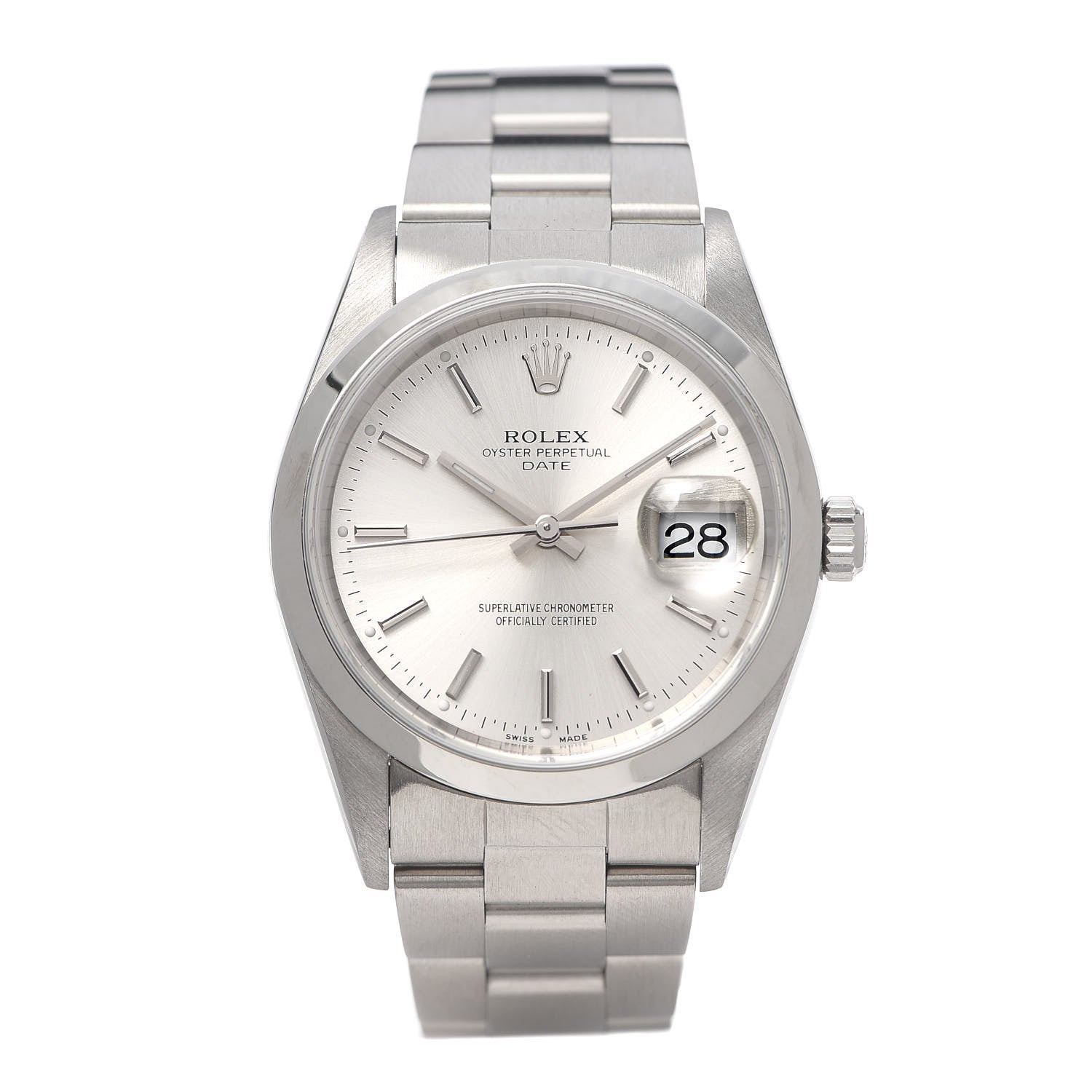 Rolex Stainless Steel 34mm Oyster Perpertual Date Watch Silver 15200 1 of 7