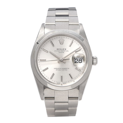 Rolex Stainless Steel 34mm Oyster Perpertual Date Watch Silver 15200 1 of 7