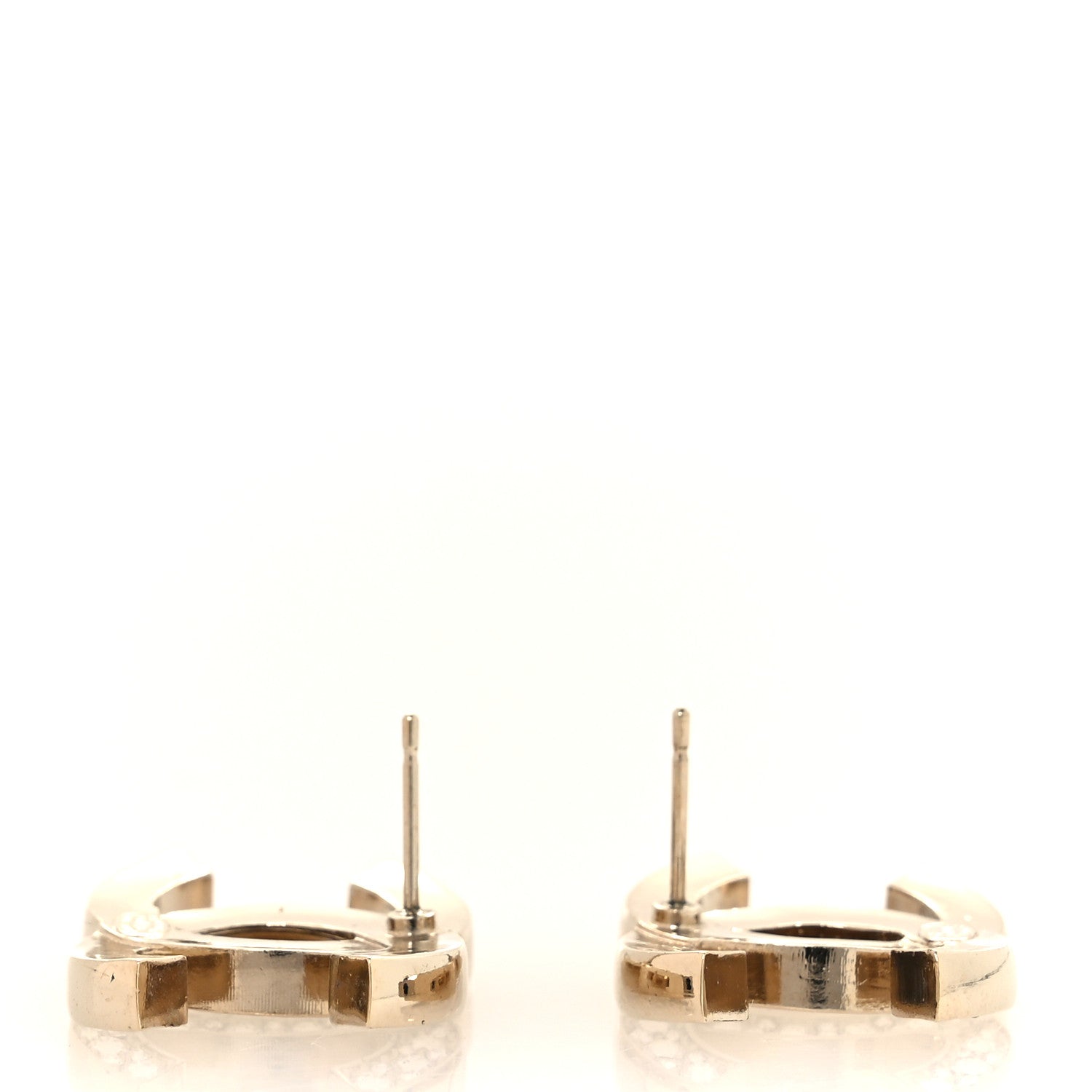 Chanel Crystal CC Stud Earrings Gold 3 of 4