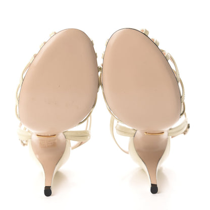 Gucci Vernice Crystal Sandals 36.5 Vintage White 6 of 9