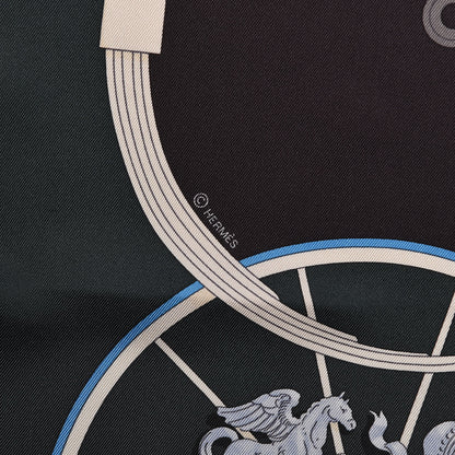 Hermes Silk Springs Scarf 90 Vert Sapin Anthracite Celadon 5 of 6
