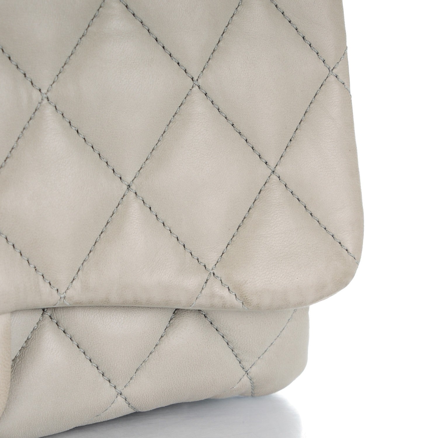 Chanel Lambskin Quilted Large 3 Flap Light Grey 9 of 12