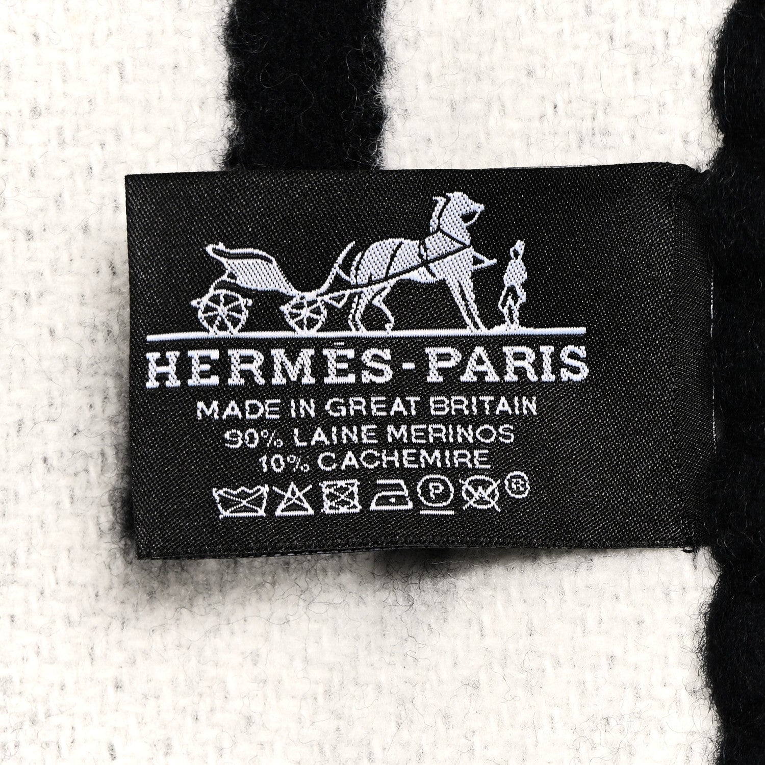 Hermes Wool Cashmere Avalon III Blanket Ecru Black 3 of 3