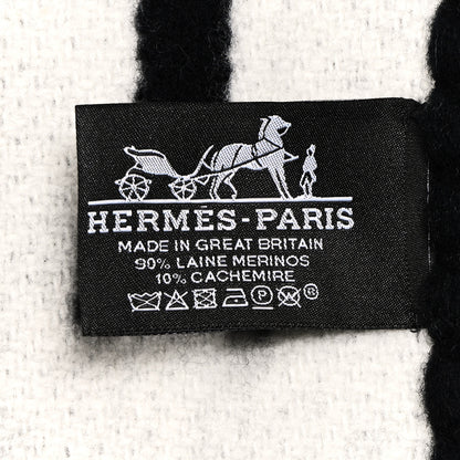 Hermes Wool Cashmere Avalon III Blanket Ecru Black 3 of 3