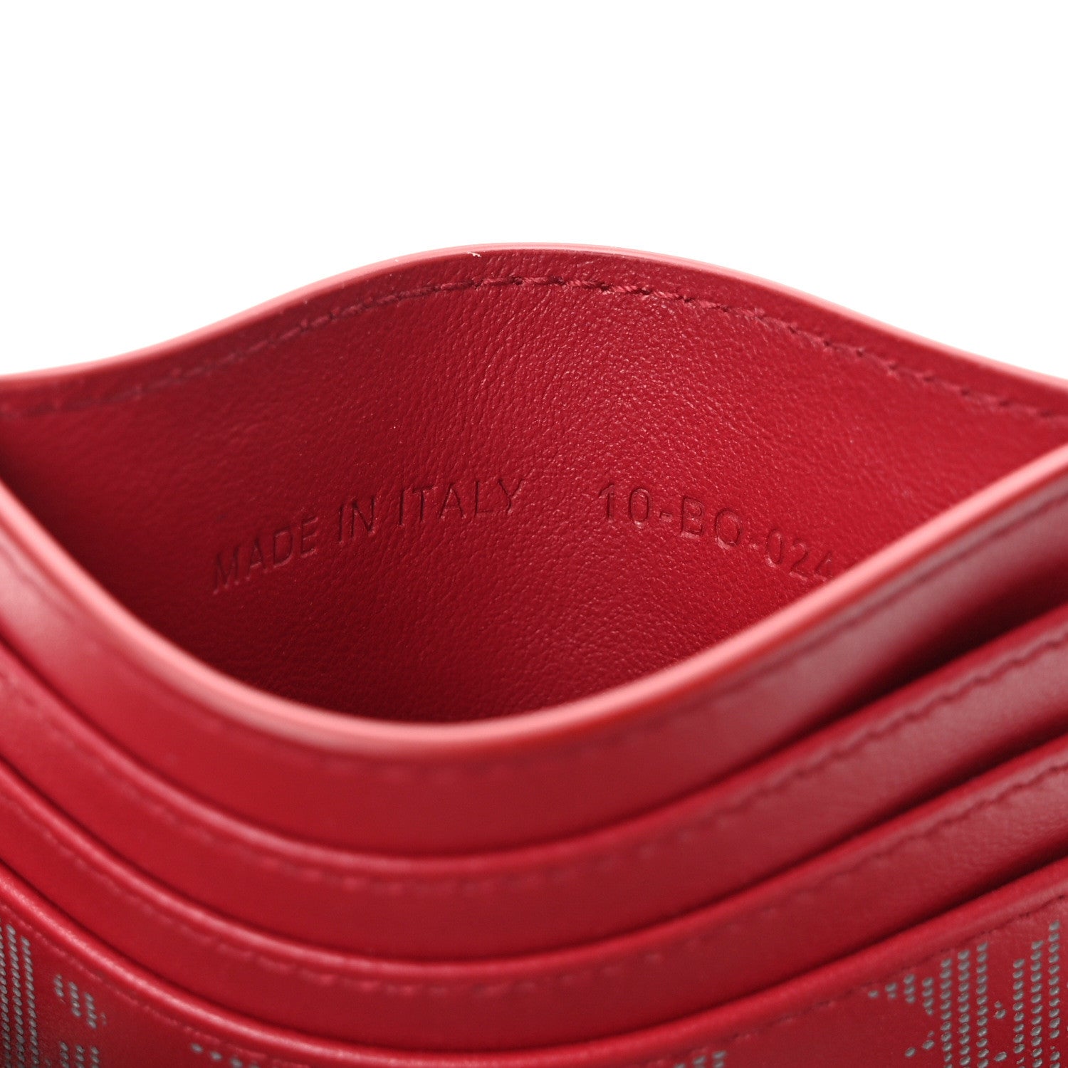 Christian Dior Calfskin Oblique Galaxy Perforated Card Holder Red White 7 of 8