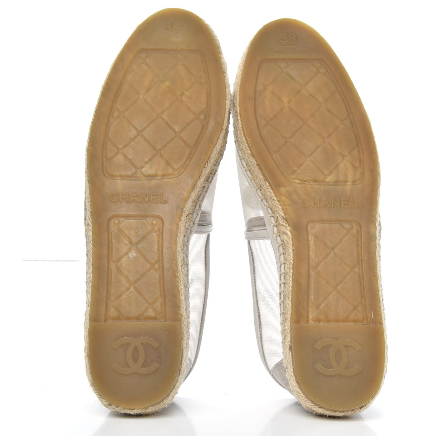 Mesh Grosgrain CC Espadrilles 38 Beige