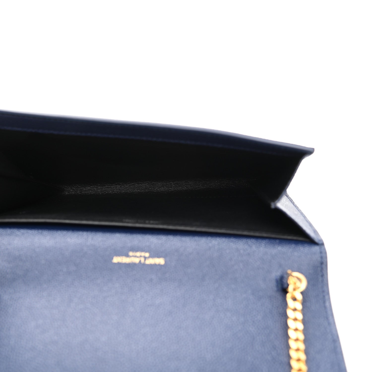 Saint Laurent Grain De Poudre Uptown Chain Wallet Charron Blue 6 of 9