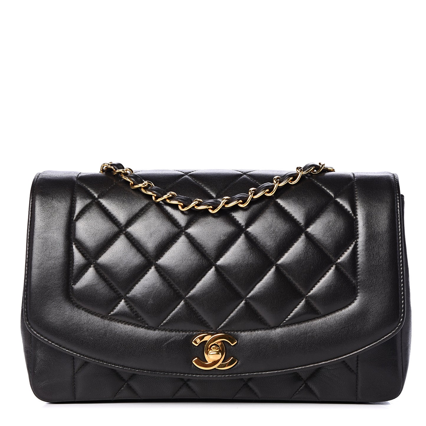 Lambskin Quilted Medium Single Flap Black