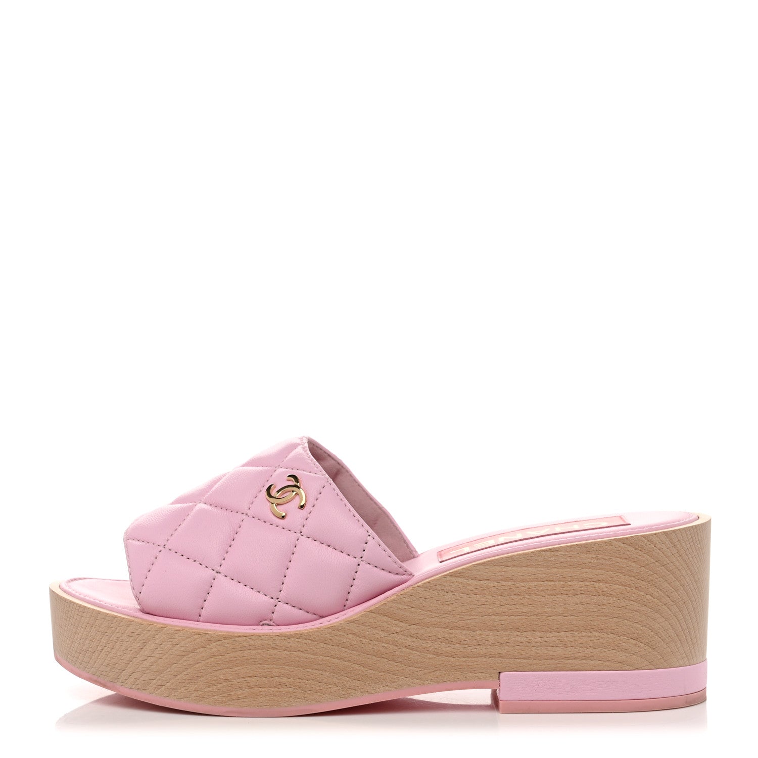 Chanel Lambskin Quilted CC Slip On Platform Sandals 38 Pink 1 of 10