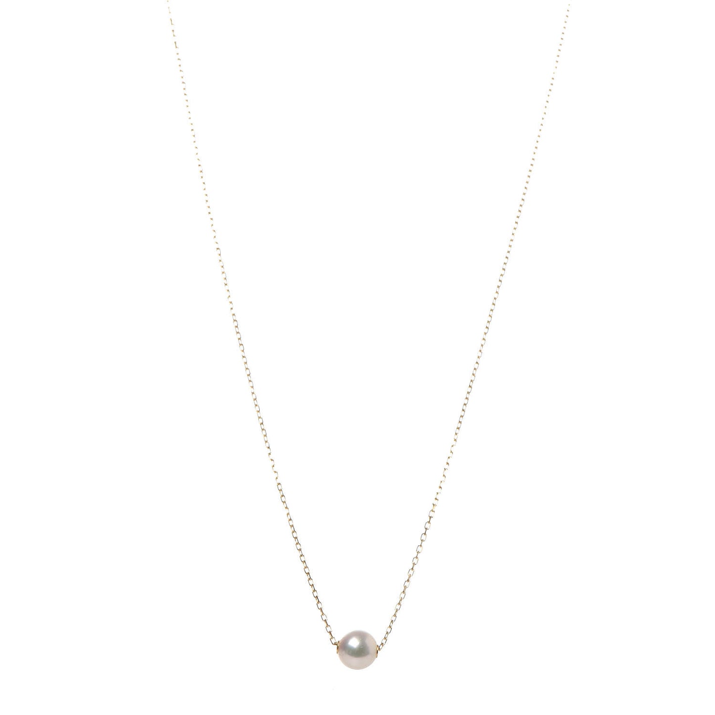 18K Yellow Gold Akoya Pearl 8mm Single Pendant Necklace