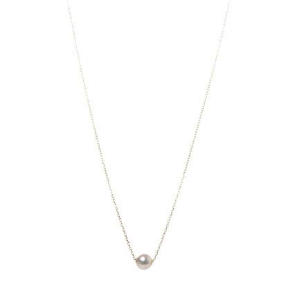 Mikimoto 18K Yellow Gold Akoya Pearl 8mm Single Pendant Necklace 1 of 6