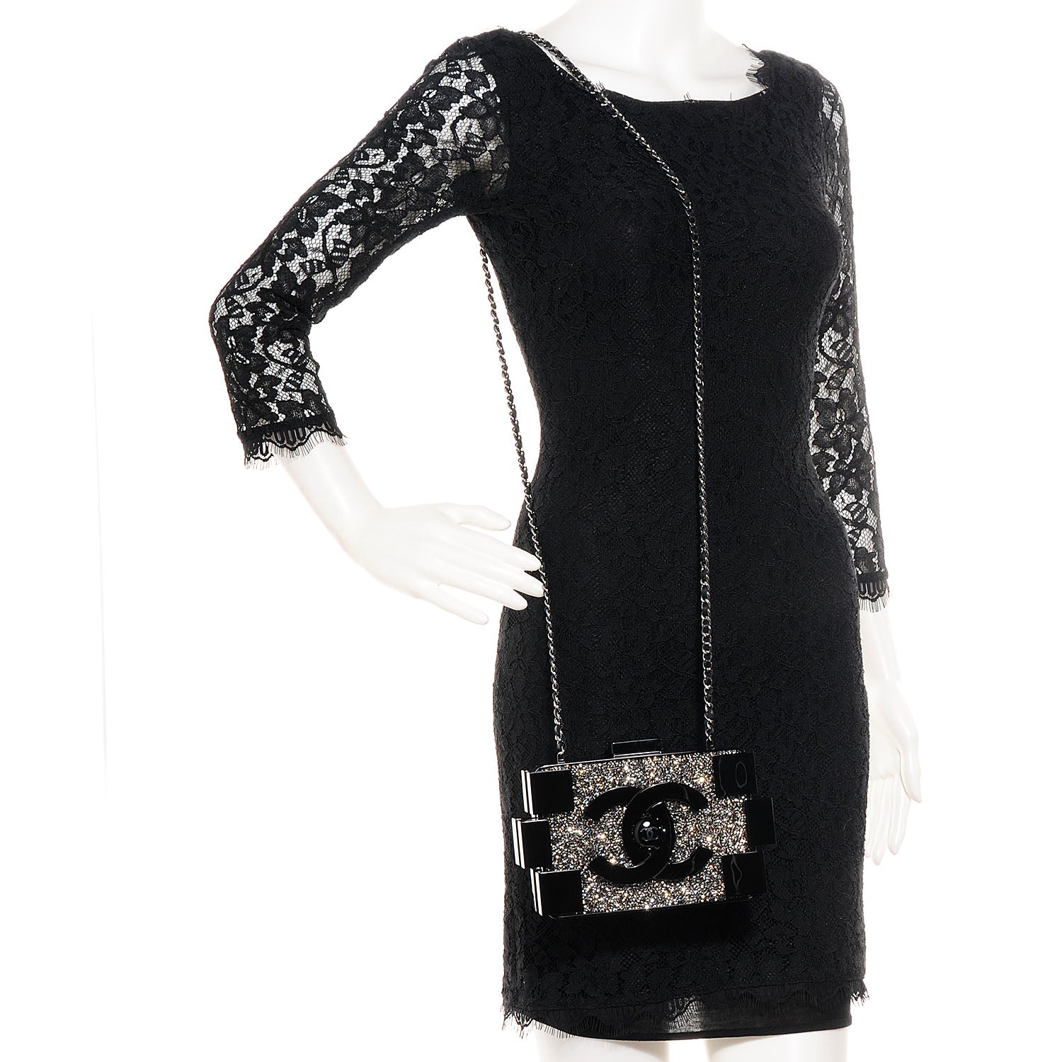 Chanel Crystals Lego Clutch Black 2 of 7