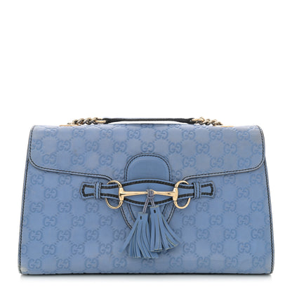 Gucci Soft Guccissima Medium Emily Chain Shoulder Bag Mineral Blue 1 of 19