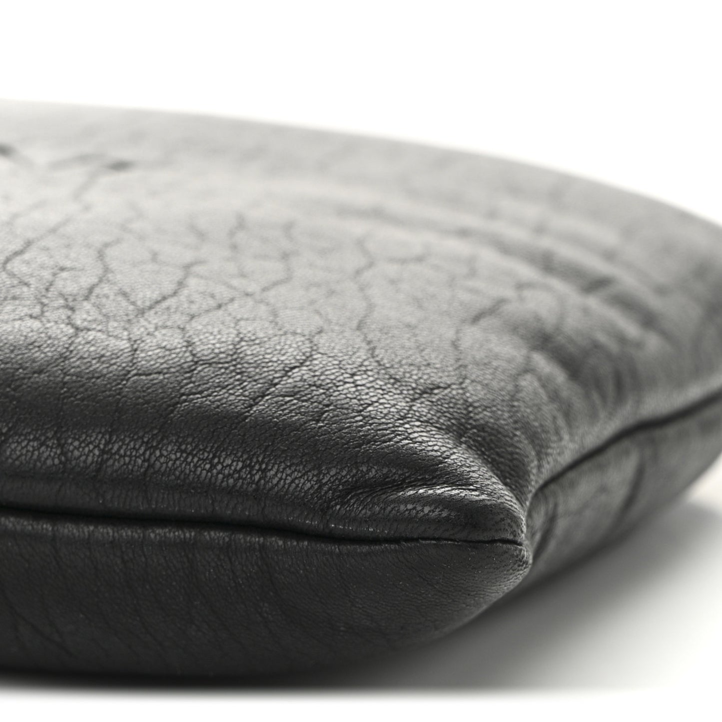Lambskin Large Puffy Pouch Black