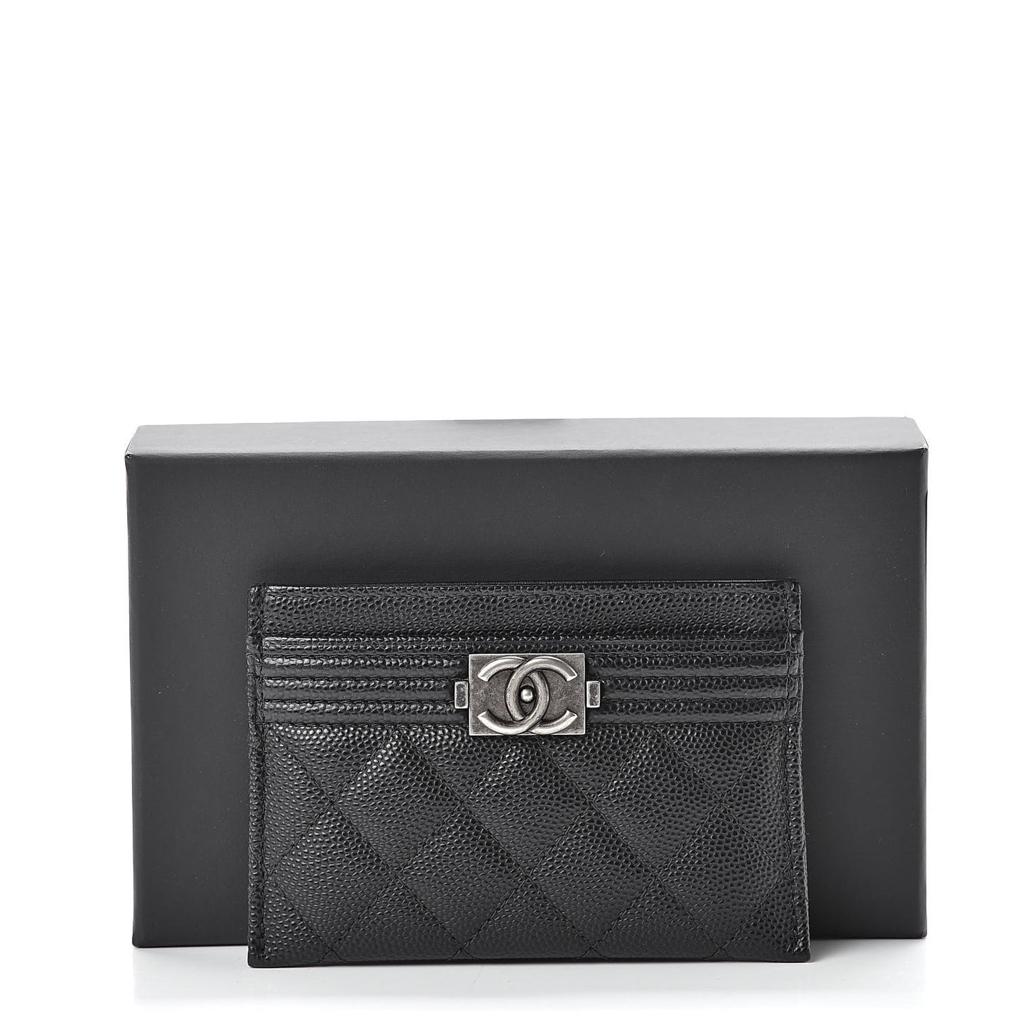 Caviar Quilted Boy Card Holder Black