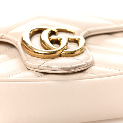 Gucci Calfskin Matelasse Super Mini GG Marmont Shoulder Bag White 13 of 14