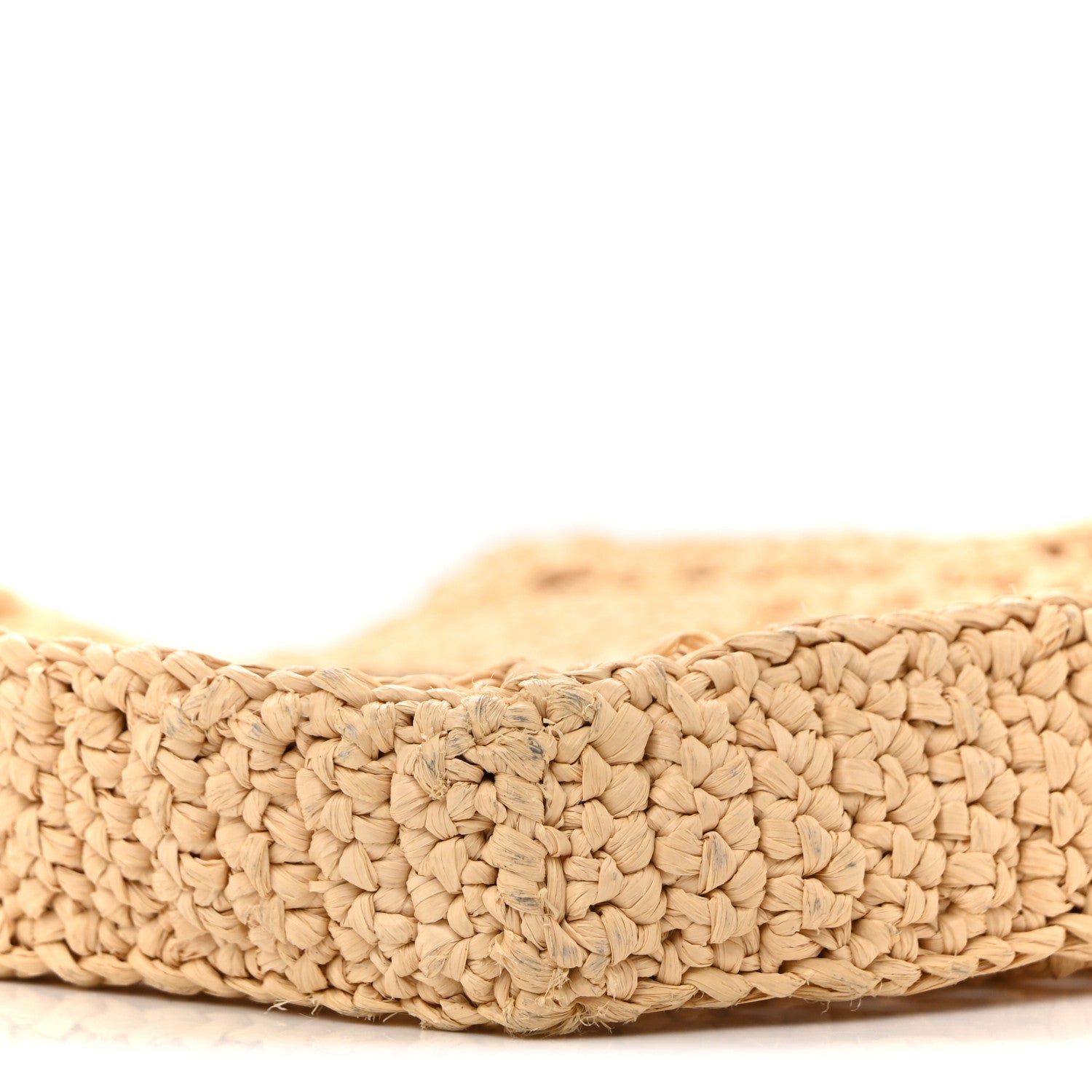 Prada Yarn Raffia Effect Crochet Logo Embroidered Tote Bag Naturale 8 of 13