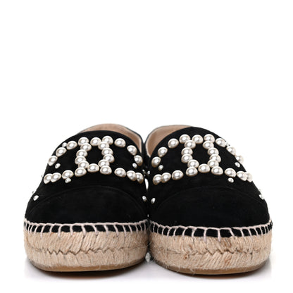 Chanel Suede Pearl CC Espadrilles 37 Black 2 of 13