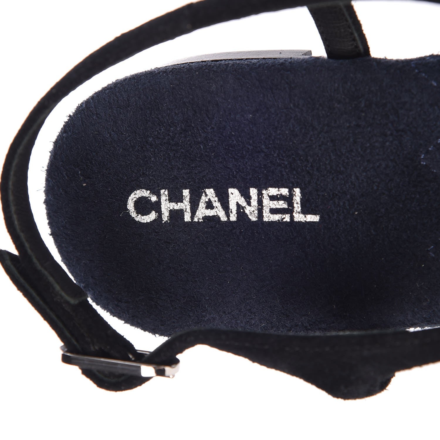 Chanel Suede Calfskin CC Thong Sandals 38.5 Dark Blue 7 of 8