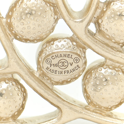 Chanel Pearl Crystal CC Brooch Gold Pearly White 4 of 5