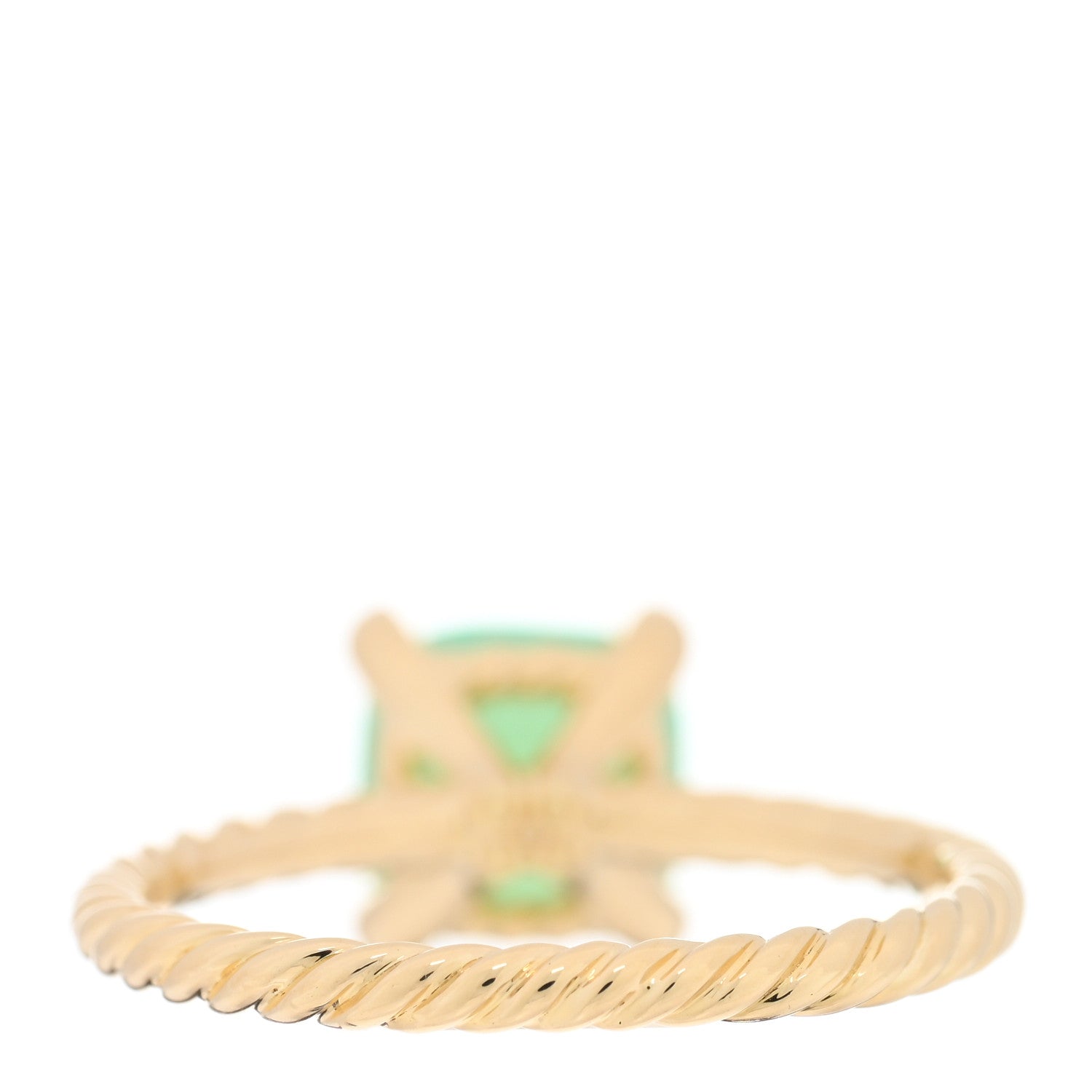 David Yurman 18K Yellow Gold Diamond Chrysoprase 7mm Chatelaine Ring 51 5.75 3 of 4