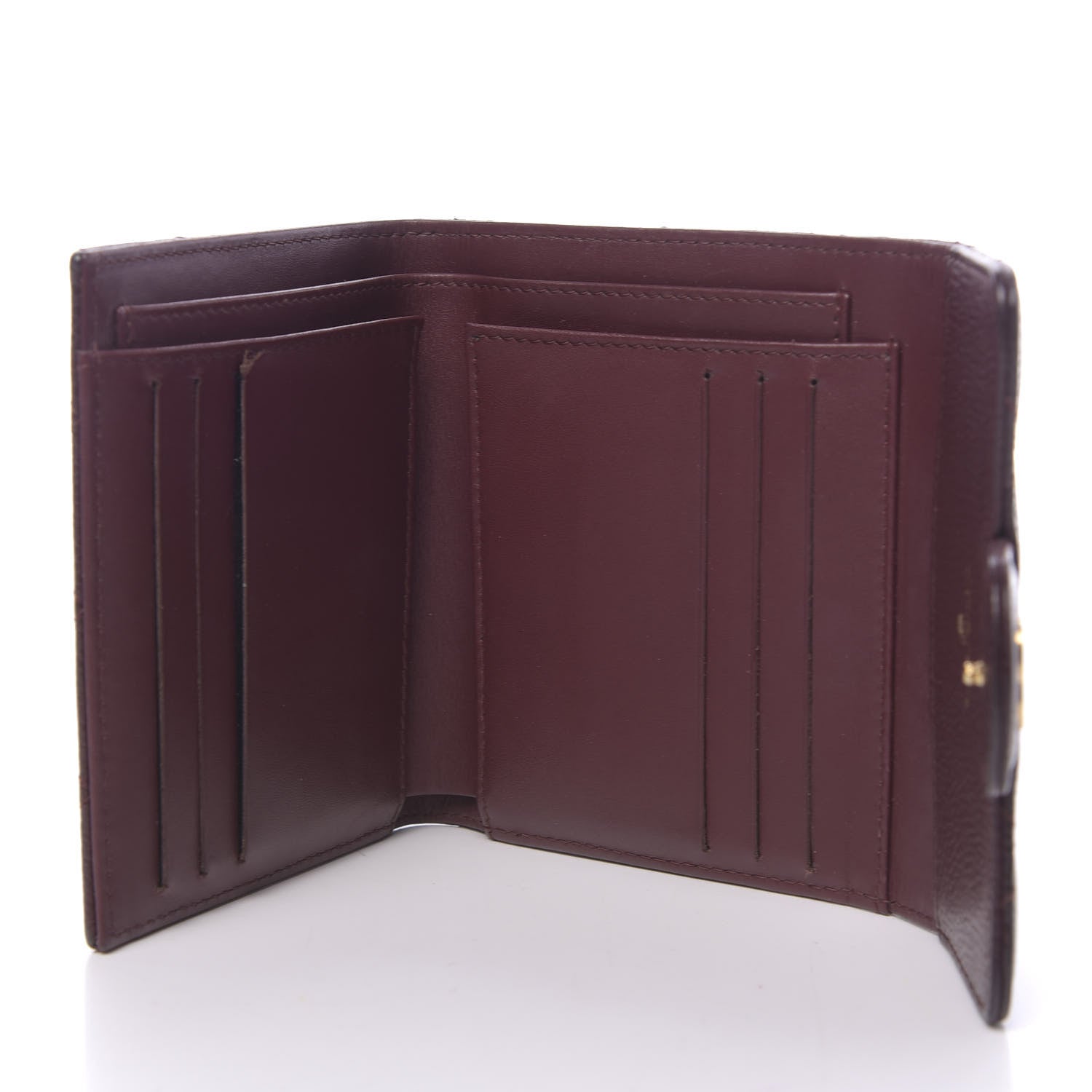 Chanel Caviar Quilted Compact Flap Wallet Burgundy 5 of 12