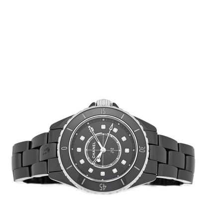 Chanel Stainless Steel Ceramic Diamond 33mm J12 Quartz Watch Black 2 of 4