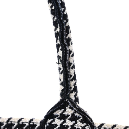 Christian Dior Canvas Houndstooth Embroidered Medium Book Tote Black White 7 of 13