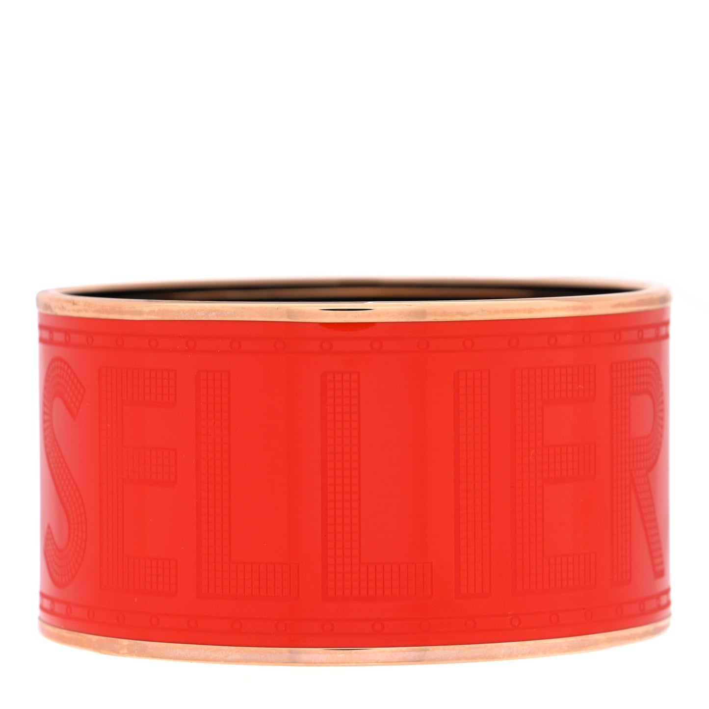 Enamel Printed Sellier Extra Wide Bracelet 65 Rouge Vermillon