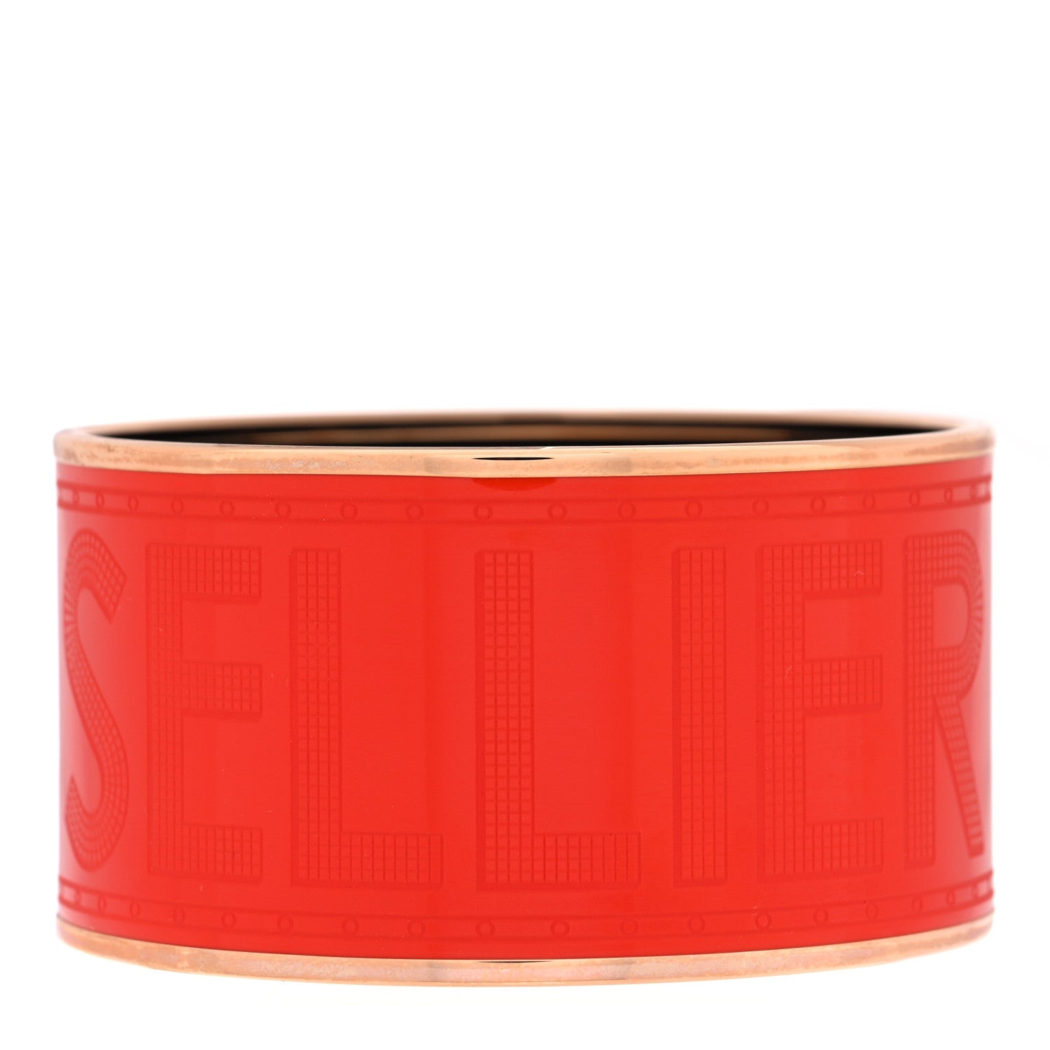 Hermes Enamel Printed Sellier Extra Wide Bracelet 65 Rouge Vermillon 3 of 4