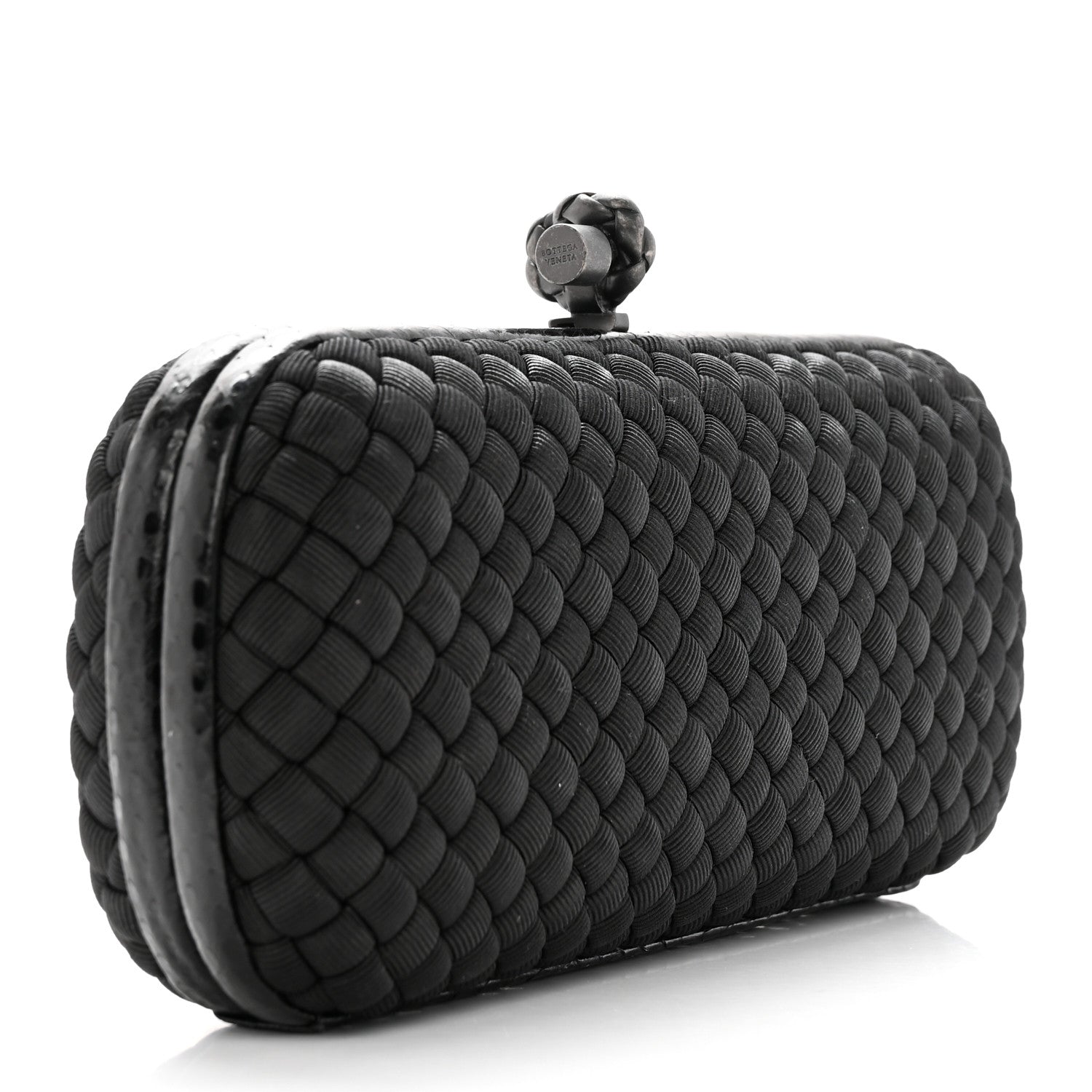 Bottega Veneta Satin Ayers Intreccio Impero Stretch Knot Clutch Black 3 of 8