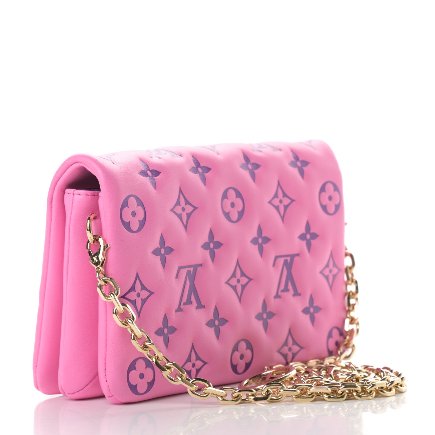 Louis Vuitton Lambskin Embossed Monogram Vuittamins Pochette Coussin Rose Violet 3 of 10
