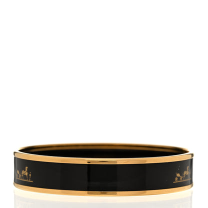 Hermes Enamel Printed Medium Caleche Bracelet 65 Black 3 of 6