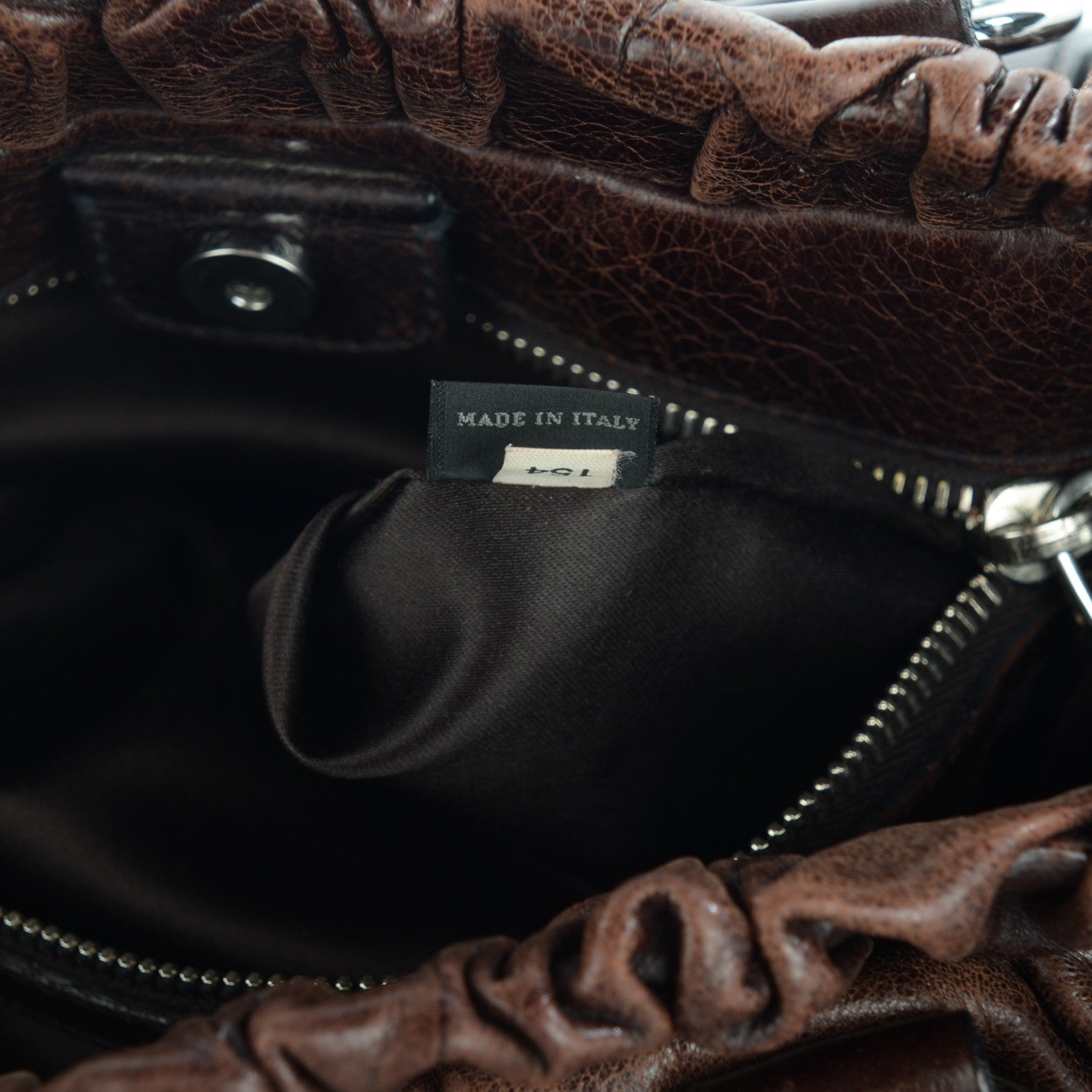 Miu Miu Vitello Lux Gathered Tote Dark Brown 8 of 8