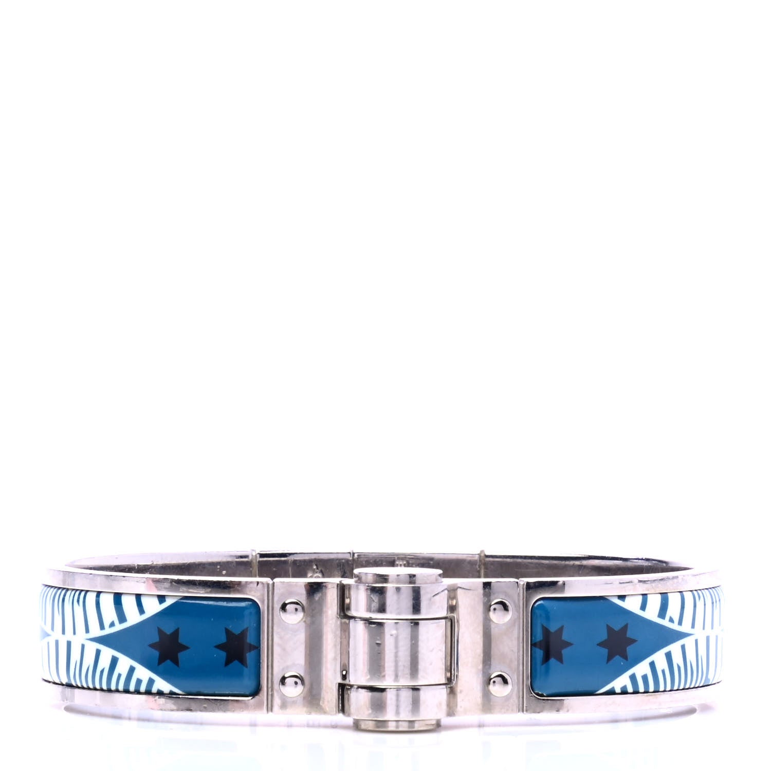Hermes Enamel Printed Narrow Hinged Bracelet S 1 of 4