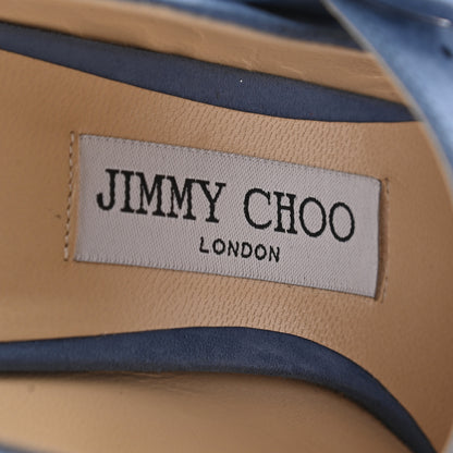 Jimmy Choo Suede Hendrix 85 Mule Pumps 36.5 Stone Blue 6 of 6