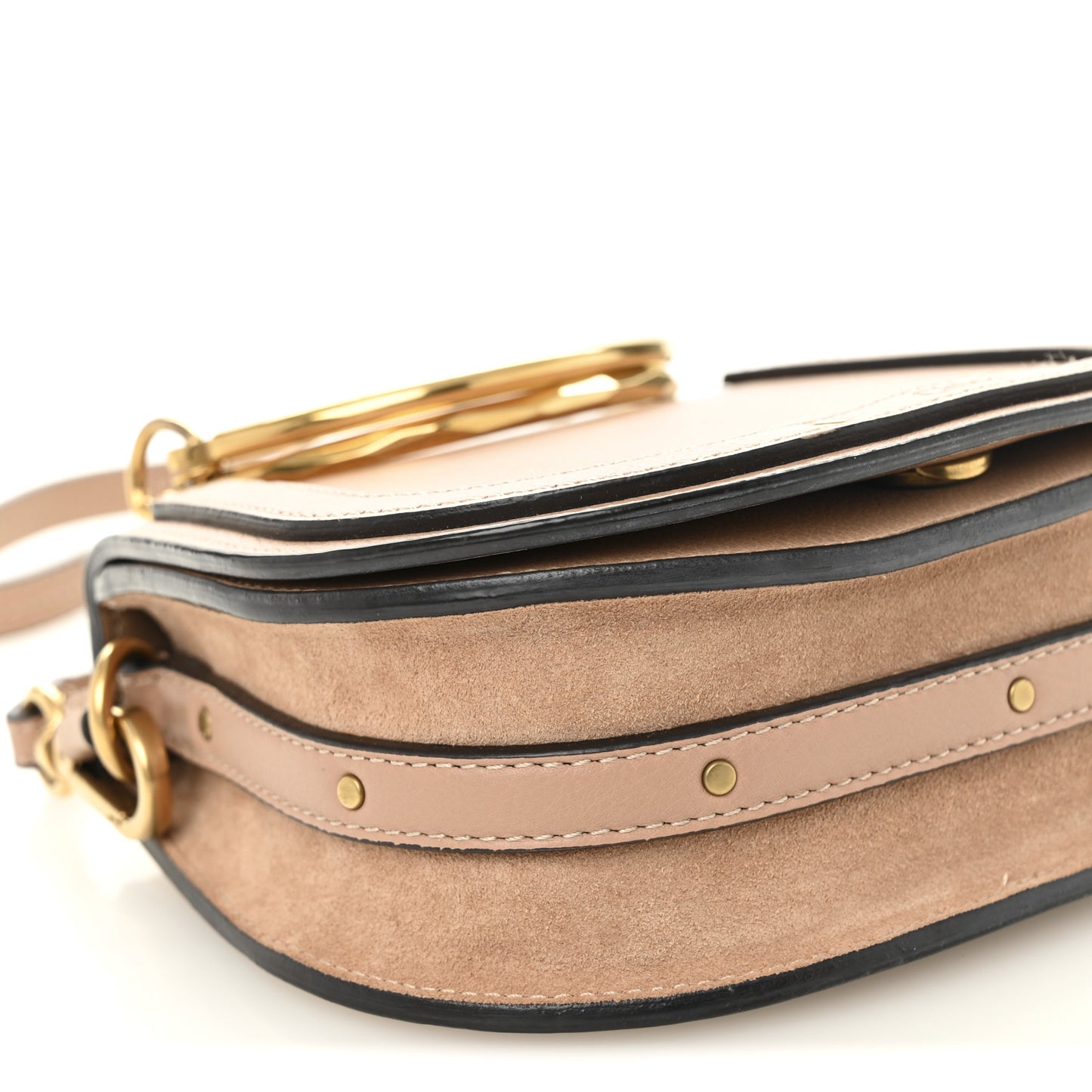 Calfskin Suede Small Nile Bracelet Bag Biscotti Beige