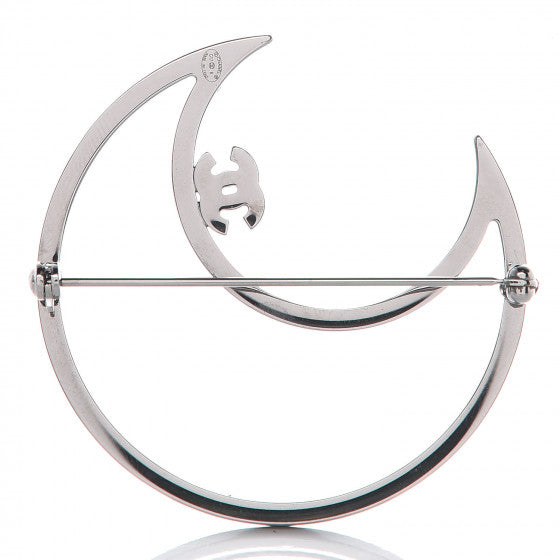 Crystal CC Moon Brooch Blue Silver