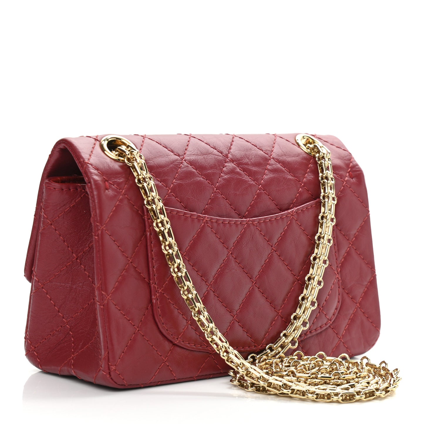Aged Calfskin Quilted 2.55 Reissue Mini Flap Red