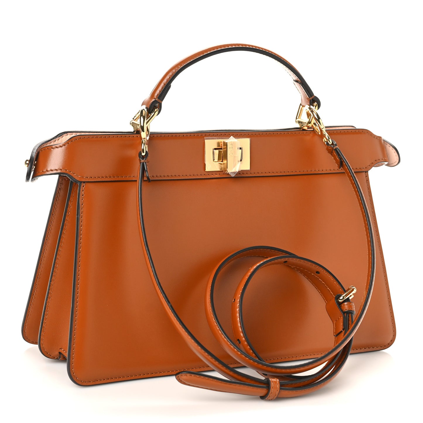 Vitello King Luxor Shiny Nappa Medium Peekaboo I SEE U East West Satchel Brandy Light Rose